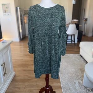 Ro & De Textured Green Long Sleeve Dress